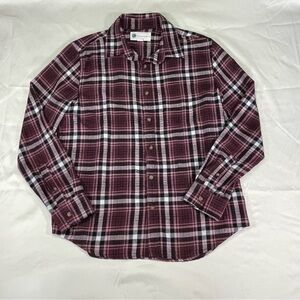Aeropostale Women's Flannel Shirt Tawny Port Plaid Button-Down Long Sleeve Sz S